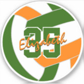 緑オレンジ色のバレーボールチームカラー シール (正面)