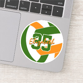 緑オレンジ色のバレーボールチームカラー シール