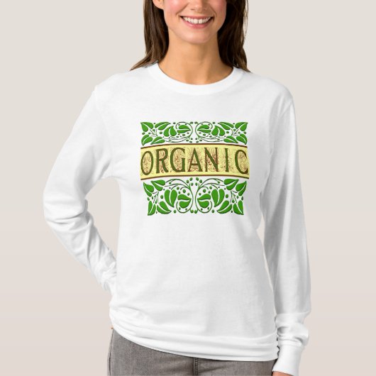 緑オーガニックことわざとヴィンテージ葉T型 Tシャツ (正面)