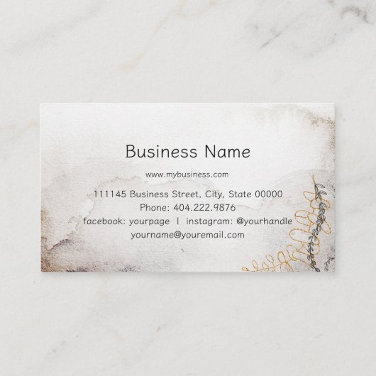 緑オーガニックのモダン金ゴールド 名刺 (裏面)