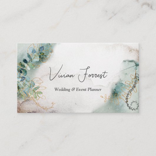 緑オーガニックのモダン金ゴールド 名刺 (正面)