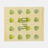 緑オーガニック熱帯葉 フリースブランケット (正面(横))