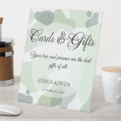 緑オーガニック色の幾何学的なウェディングカードギフト 台座サイン (インサイチュ)