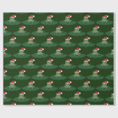 緑カエルのサンタの帽子のスイレンの浮いている葉のノベルティのクリスマス ラッピングペーパー (フラット)
