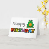 緑カエルのハッピーバースデー カード (黄色い花)