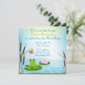 緑カエルの子供の誕生日のパーティの招待状 招待状 (スタンド正面)