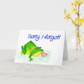 緑カエルの遅れてバースデー・カード カード (黄色い花)