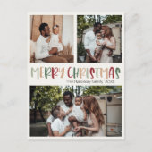 緑カジュアルのクカラフルリスマスはっきりした3枚の写真 シーズンポストカード (正面)