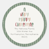 緑カジュアルは非常に陽気なクリスマスの封筒用シール ラウンドシール (正面)