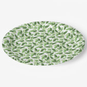 緑カスタマイズ葉パターン ペーパープレート (アングル)