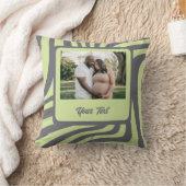 緑カスタムの抽象芸術波と家族の写真 クッション (ブランケット)