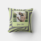 緑カスタムの抽象芸術波と家族の写真 クッション (正面)