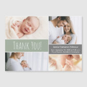 緑カスタムの生まれたばかりの写真誕生の詳細 マグネット招待状 (正面)