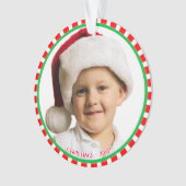 緑カスタムの赤と白のフレームの写真 オーナメント (正面)