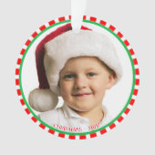 緑カスタムの赤と白のフレームの写真 オーナメント (正面)