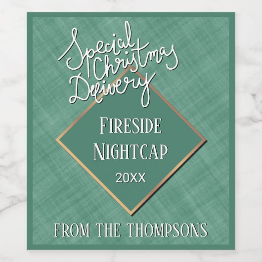 緑カスタム織り模様の専用配送 ワインラベル (シングルラベル)