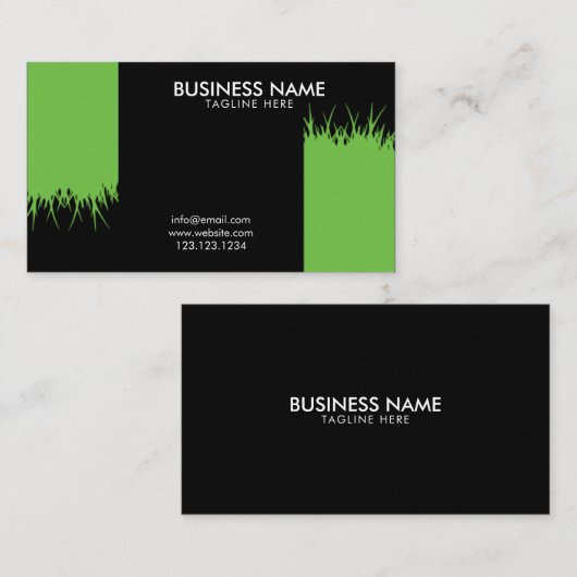 緑カッコいいと黒の芝生気にの刈り取り 名刺 (正面/裏面)