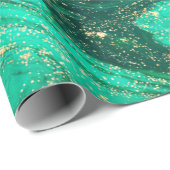 緑カッコいいモダン金ゴールド大理石テクスチャ ラッピングペーパー (ロールコーナー)