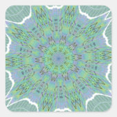 緑カッコいい花柄 スクエアシール (正面)