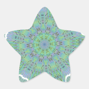 緑カッコいい花柄 星シール