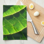 緑カッコいい葉 キッチンタオル (四つ折り)