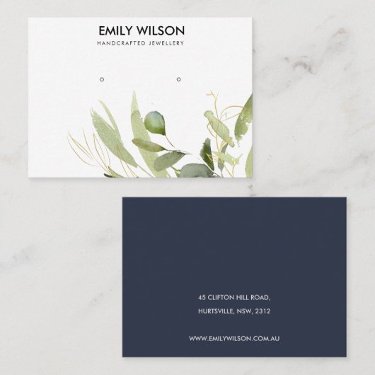 緑カッコいい金ゴールド群イヤリングディスプレイBUSI 名刺 (正面/裏面)