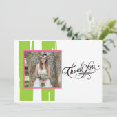 緑カラフルと白の水彩写真のグラデーション 招待状 (スタンド正面)