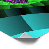 緑カラフルと紫のフラクタル ポスター (角)