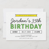 緑カラフルと黄色の任意の年齢のモダン誕生日 招待状 (正面)