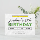 緑カラフルと黄色の任意の年齢のモダン誕生日 招待状 (スタンド正面)