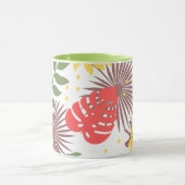 緑カラフルに赤と黄色の花柄 マグカップ (中央)