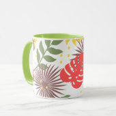 緑カラフルに赤と黄色の花柄 マグカップ (正面左)