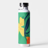 緑カラフルに黄色の植物と葉 ウォーターボトル (右面)