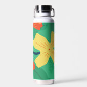 緑カラフルに黄色の植物と葉 ウォーターボトル (背面)