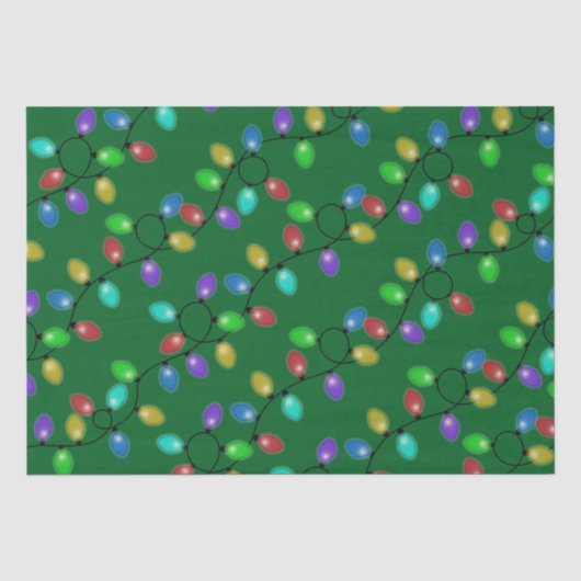 緑カラフルのクリスマスライト 薄葉紙 (正面)