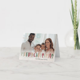 緑カラフルのクリスマス折り畳みフルフォト シーズンカード