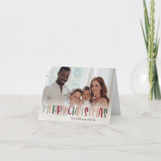 緑カラフルのクリスマス折り畳みフルフォト シーズンカード (正面)