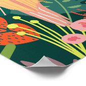 緑カラフルのジャングルl水色の野生動物 ポスター (角)