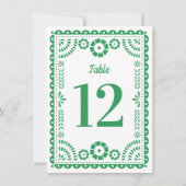 緑カラフルのパペル結婚ピカドのテーブル番号 招待状 (裏面)