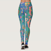 緑カラフルのマクシマリストBoho抽象芸術シェイプ レギンス (裏面)