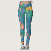 緑カラフルのマクシマリストBoho抽象芸術シェイプ レギンス (正面)