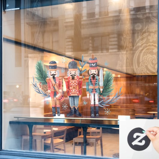 緑カラフルの木の付いたクラッカー ウィンドウサイン (カフェ窓)