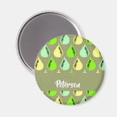 緑カラフルの梨 マグネット (正面/裏面)