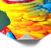 緑カラフルの背景にオウム ポスター (角)