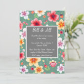 緑カラフルの背景を持つボ結婚タン 招待状 (スタンド正面)