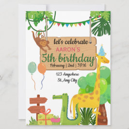 緑カラフルの誕生日パーティーへの招待 招待状