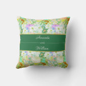 緑カラフルヴィンテージフローラ クッション (裏面)
