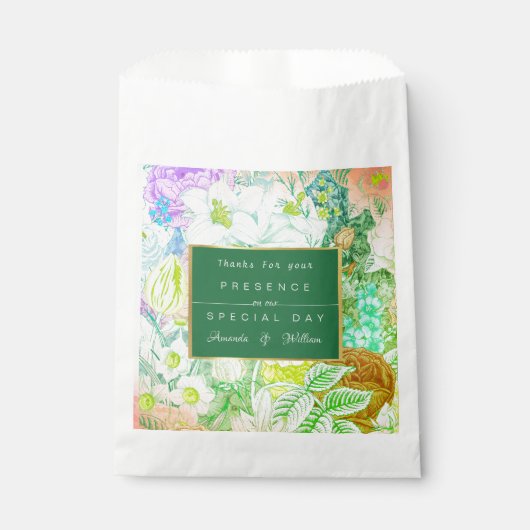 緑カラフルヴィンテージフローラ フェイバーバッグ (正面)