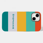緑カラフル灰色オレンジ色の抽象芸術ストライプ名 Case-Mate iPhoneケース (裏面 (横))