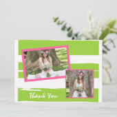 緑カラフル白の卒業サンキューカード 招待状 (スタンド正面)